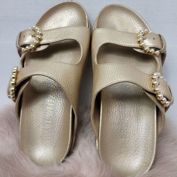 Stuart Weitzman Women’s Piper Metallic Slide Sandals Size 6 - Picture 5 of 7